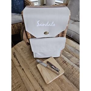 Corsica Wine and Cheese Picnic Basket - Wine Tote Bag "Sandals" NWT